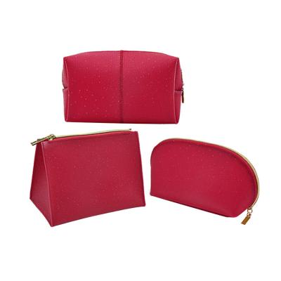 China Factory Logo Red Make Up Bag Durable Custom Zipper Pouch Cosmetic Bag For Women for sale