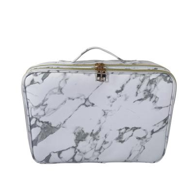 China Durable Marble Cosmetic Bags PU Leather Organizer and Case for sale