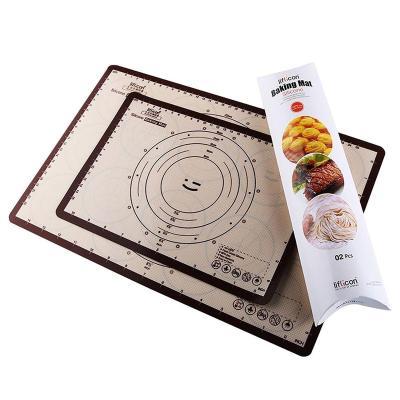 China Bakeware Baking Mat Liflicon Disposable Non-Slip and Heat Resistant Silicone Dough Rolling Mat 2 Set with Measurements for sale