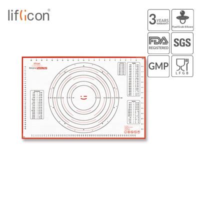 China Liflicon Sustainable Non-Slip Silicone Pastry and Dumpling Rolling Mat with Gauges, Counter Mat, Oven Liner for sale