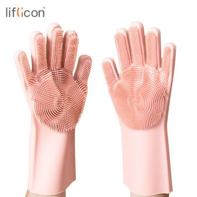 China Hot Selling 1 Pair Amazon Eco-Friendly *Liflicon Dish Silicone Washing Rubber Kitchen Cleaning Gloves Wholesaler Wanted for sale