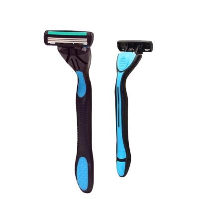 China Stainless Steel Triple Blade Triple Blade Handle Rubber Razor for sale