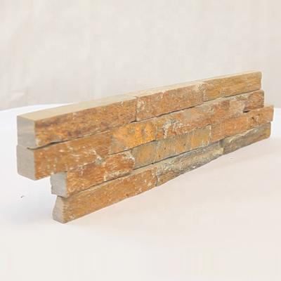 China Modern Outdoor Decortive Ledge Stone Wall Panel Stacked by Natural Golden Quartzite for sale