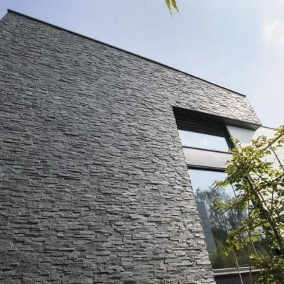 China Wall Modern Black Culture Quartz Stone Veneer For Exterior Wall Decoration for sale