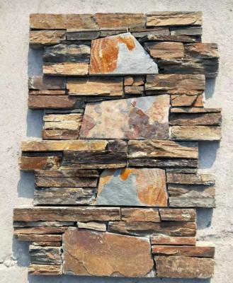 China Modern Natural Rusty Slate Stone Exterior Wall Cladding Stacked Stone Veneer for sale