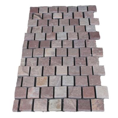 China Red Modern Outdoor Sandstone Paver Tile Factory For Sale Cheap Mosaic Stepping Floor Paver Paving Driveway for sale