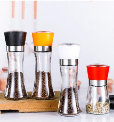 China Custom Viable Other Grinders Mini Spice Herb Salt and Pepper Grinder Clear Glass Manual Grinder for sale