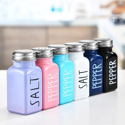 China 3oz 80ml Viable Glass Spice Jars Empty Square Container Canned Storage Tools Tins Packing Spice Bottles With Shaker Lids for sale