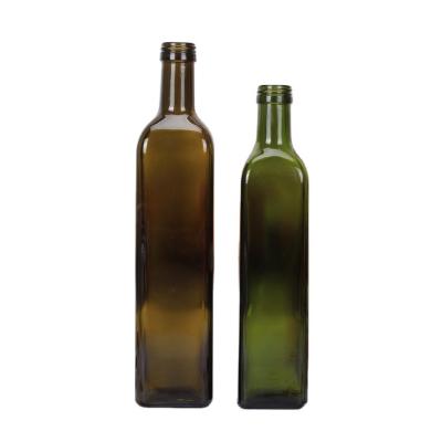 China Wholesale Custom Food Empty Bottle Container Box For Olive Oil Square Glass Amber Olive Oil Bottle for sale