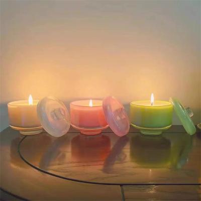 China Home Decoration 200ml Candle Jars Glass Vessels Tin Empty Glass Candle Jars Candle Container Holders With Lids for sale