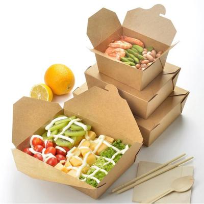 China Recycled Materials Logo Printing Custom Disposable Take Away Lunch Kraft Food Packaging Box Brown Paper Boxes For Food for sale