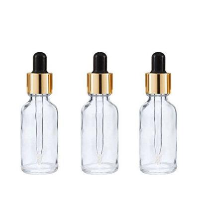 China 5Ml 10Ml 15Ml 30Ml 50Ml 100Ml Empty Dropper Personal Luxury Cosmetic Perfume Serum Packaging 1Oz Packaging Skin Care Glass Bottle With Gold Dropper for sale