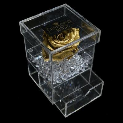 China Naxilai Small Gift Rose Make Up Storage Case Durable Custom Simple Clear Pink Square Acrylic Box With Drawer for sale