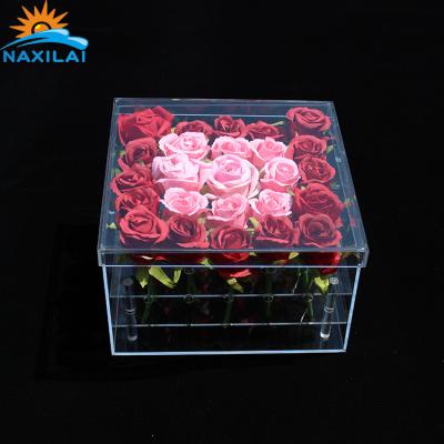 China Recycled Luxury Clear Acrylic Logo Lover Gift Materials Flower 25-Hole Box Factory Wholesale Price Low Customizable Size for sale