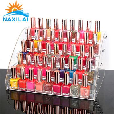 China Naxilai 5 Layers Durable Clear Gel OPi Nail Polish Display Stand Holder Shelf Private Label Acrylic Organizer for sale