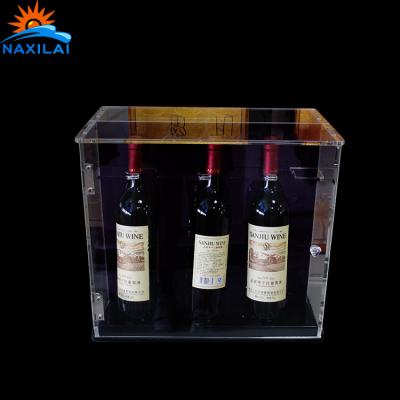 China NAXILAI Display Case Acrylic Wine Display Box Durable Clear Locking Acrylic Wine Bottle Display Case For Wine Glass Boxes for sale