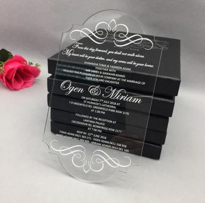 China Customized Rigid Plexiglass Glass Mirror Acrylic Transparent Clear Wedding Invitation for sale