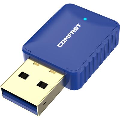 China 2.4/5Ghz Mini WiFi Dongle Dual Band Wireless Tooth Adapter 600Mbps Blue Comfast USB WiFi Desktop/Laptop Receiver for PC/Laptop/Desktop for sale