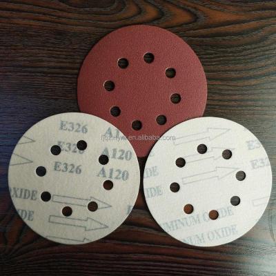 China Metal 5 Inch 8 Hole 120 Dustless Grit Hook And Loop Grinding Wheel for sale