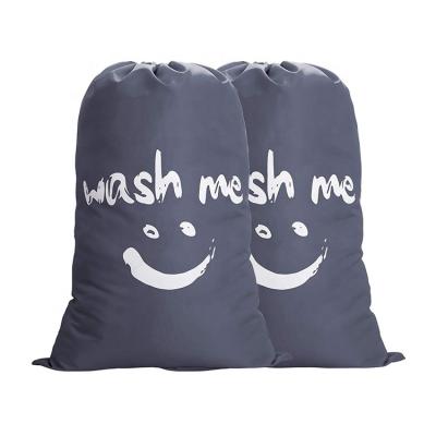 China Durable Linen Drawstring Bathroom Large Dirty Clothes Travel Laundry Bags Wash Bag for sale