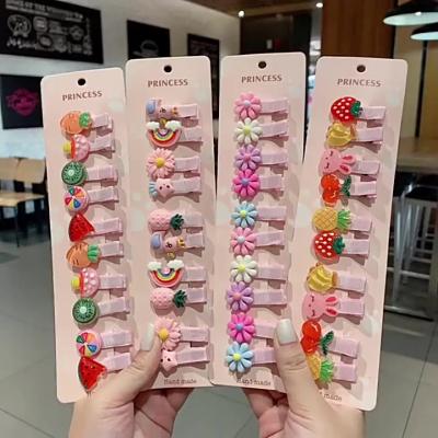 China Cute Cartoon Colorful Animal Fruit Flower Acrylic Kids Hairpin Sets Cartoon Baby Hair Clips Accessories for sale