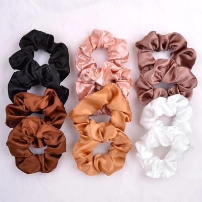 China Eco-friendly Silk Fabric Scrunchies Women Headband Hair Tie Hair Accessories Elastic Hair Rings for sale