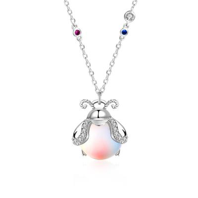 China M ACT the role of newcomer Sterling Silver Firefly Necklace Colorful Moonstone Pendant Necklace for sale