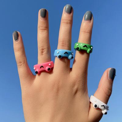 China Macaron Simple Resin Vintage Fashion Stereoscopic Cute Ring Frog Chick Animal Ring for sale