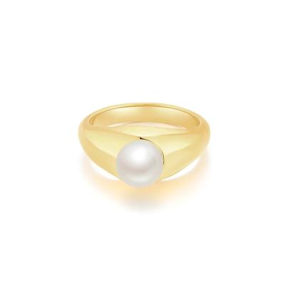 China 2022 CLASSIC Fashion Multicolor Shell Pearl Ring Gold Plated Stainless Steel Rings for sale