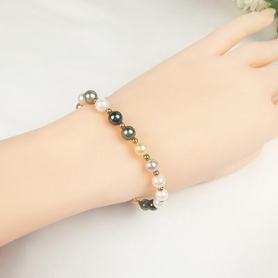 China Wholesale three color elastic simple plating bracelet fashion rosary jewelry beaded bracelet for sale