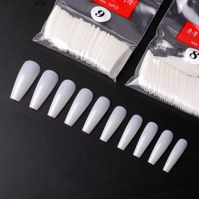 China Nail Art Tips New Long Flat Acrylic 500pcs Natural Clear Full Cover ABS Coffin Ballet Nail Art Tips for sale