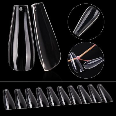 China Nail tips; extra long artificial tips nails fake full cover shiny fake ballerina nails coffin tips for sale