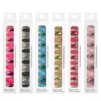 China Nail tips; wholesale designed nail art tips 12pcs/box almond glitter matte sequin press on nail packaging box nail art tips press on nails for sale