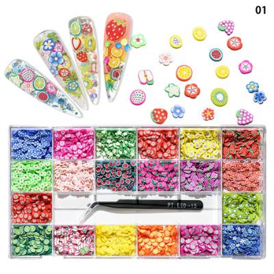 China Nail Decoration Set 24 Sets Orange Grape Strawberry Lemon Fruit Filler Nail Art Charm Fruit Slices Nail Decoration Sets for sale