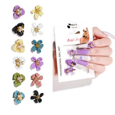 China Mix dry pearl artificial flower nail decoration.nail flower solid acrylic 3D nail art flower for sale