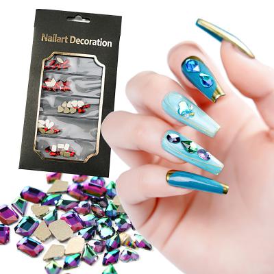 China Mixed Rhinestones Nail Forms Neon Nail Art Accessories Rhinestones Decorations Crystal Gems Teardrop Rhombus Heart for sale