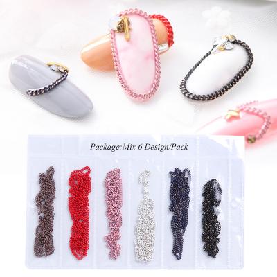 China Six-color rose nail art chain long nail polish nail chain DIY punk style mixed white black decoration nail art chain for sale