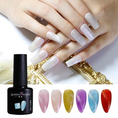 China Holographic Nail Gel Polish Laser Glitter Varnish Crystal Ice Spar Cat Eyes Soak Off Enamel Nail Polish UV Gel for sale