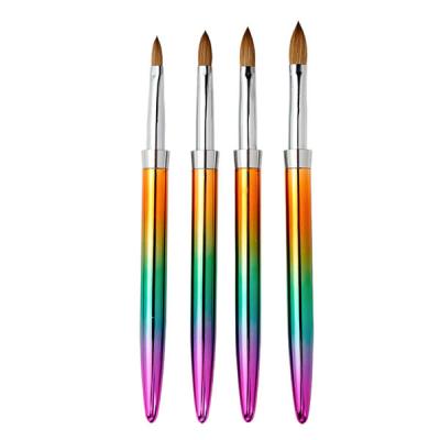 China Nail Brush Set 30% Metal Handle Acrylic Colorful Kolinsky Hair Painting Brush Set For Nail Art Brush for sale