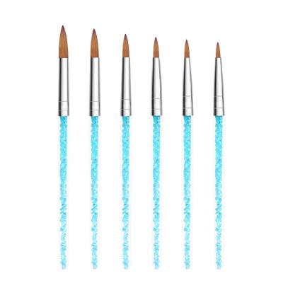 China NAIL 6pcs Glitter Handle Nail Polish Painting Pen Tools Blue Nail Art Fashionable Set Brush for sale