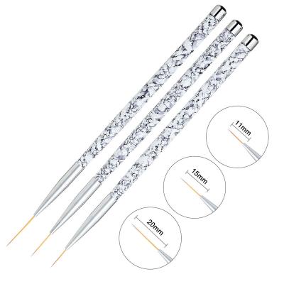 China 3pcs Luxury 11/15/20 Millimeter Nail Painting Pen Art Painting Liner Brush Tips Fashionable Nail Marble Drawing Liner for sale