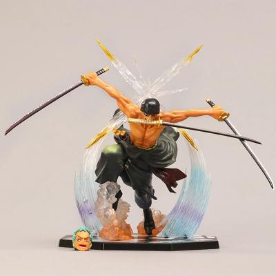 China Gift Zoro Action Anime Doll Toy Three Blades PVC One-Piece Ornament Open Statue Office Home Children Decoration Gift for sale