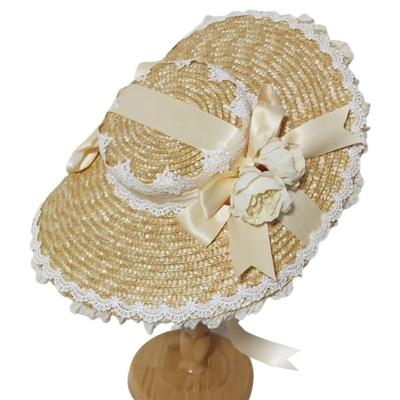 China High Quality New Petal Lace Petal Straw Sun Hat UV Protection Wide Brim Outdoor Sun Hat Casual Beach Hat for sale