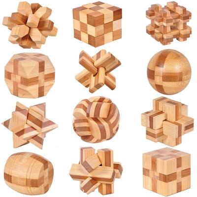 China Montessori 3D Puzzle Wooden IQ Puzzle Luban Lock Gift Kongming Toys Children Educational Open Toys Leisure Adult Toys for sale