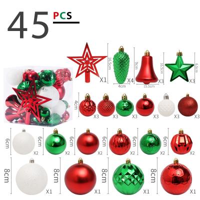 China Wholesale 45PCS Eco-friendly Christmas Ball and Tree Ornaments Christmas Ornaments Christmas Decoration Hanging Plastic Ball for sale