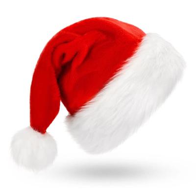 China Red Plush Santa Hats Children Adult Classic Ultra Soft Santa Claus Christmas Hat Eco-Friendly Party Decoration Festival Christmas Hat for sale