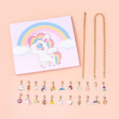 China Hot Selling Environmentally Friendly Designer Alloy Charms DIY Bracelet Jewelry Making Kit Unicorn Charm Bracelet Making Kit For Kid Girl for sale