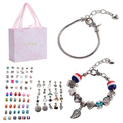 China Hot Selling Environmentally Friendly DIY Bracelet Craft Jewelry Set Gift Jewelry Making Dropshipping Charm Bracelet Making Kit For Kids Girls for sale