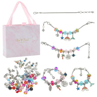 China New Environmental Friendly Kids Charm Bracelet Gift Set DIY Friendship Jewelry Charm Bohemian Bracelet Making Kit For Girls And Kids for sale