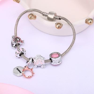 China New Fashion Jewelry Yiwu Environmental Friendly Bracelets Kids Charm Bracelet Attraction Beaded Crown Bracelet Pendant Chain For Girls for sale